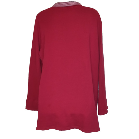 Allison Daley Red Sweatshirt Plus 2X Nautical Boating Sailor Pinstripe Candy - Picture 5 of 16